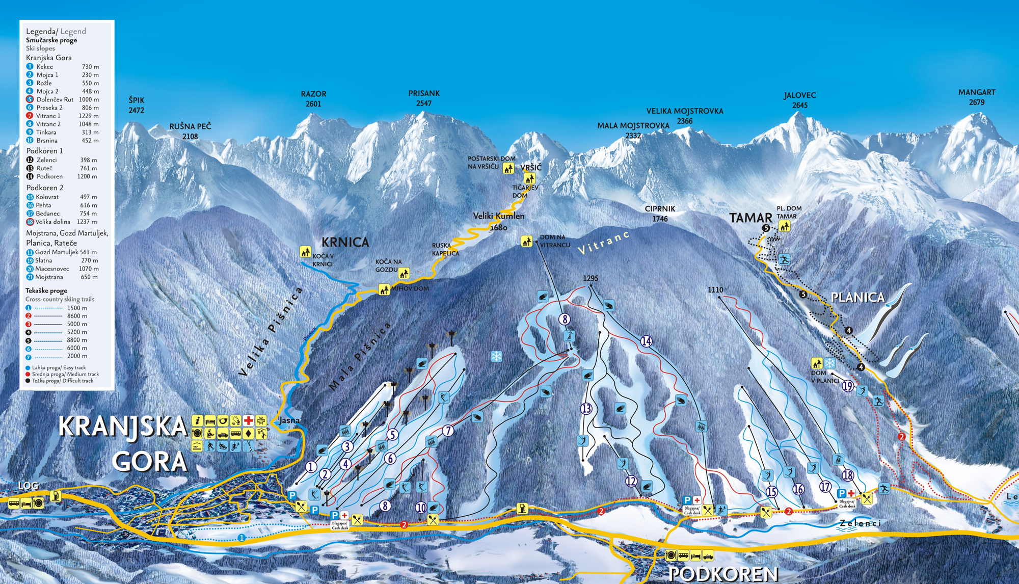 Kranjska Gora ski map